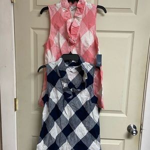 2 New Ruffle Neck Tank Shirts Crown & Ivy